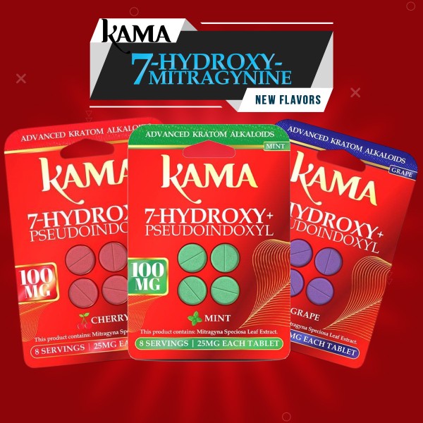 KAMA 7-HYDROXY + PSEUDO KRATOM TABLETS 100MG/4CT/10PK